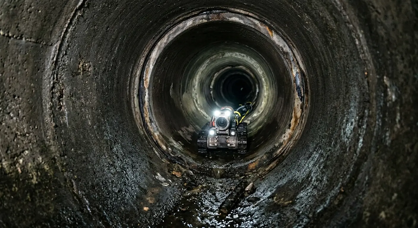 Robotic sewer camera inspecting pipe interior for Drain Snake Service in Sandown